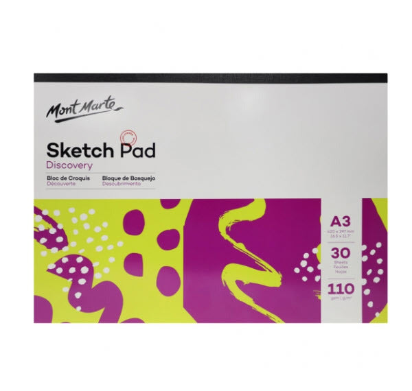 Mont Marte Discovery Sketch Pad White Paper A3 110gsm 30 Sheet