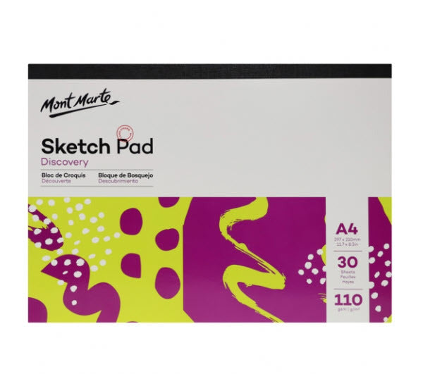 Mont Marte Discovery Sketch Pad White Paper A4 110gsm 30 Sheet