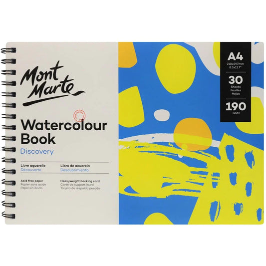 Mont Marte Discovery Watercolour Book Spiral Bound A4 190gsm