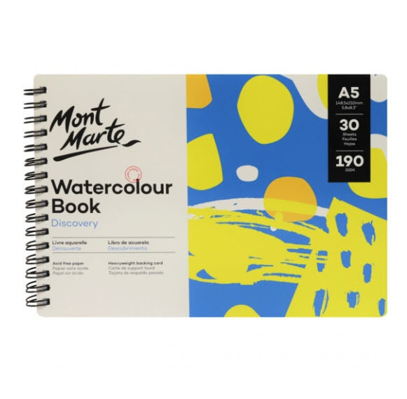 Mont Marte Discovery Watercolour Book Spiral Bound A5 190gsm