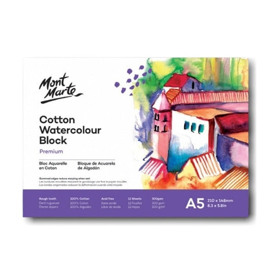Mont Marte Premium Watercolour Block 100% Cotton A3 300gsm 12 Sheet