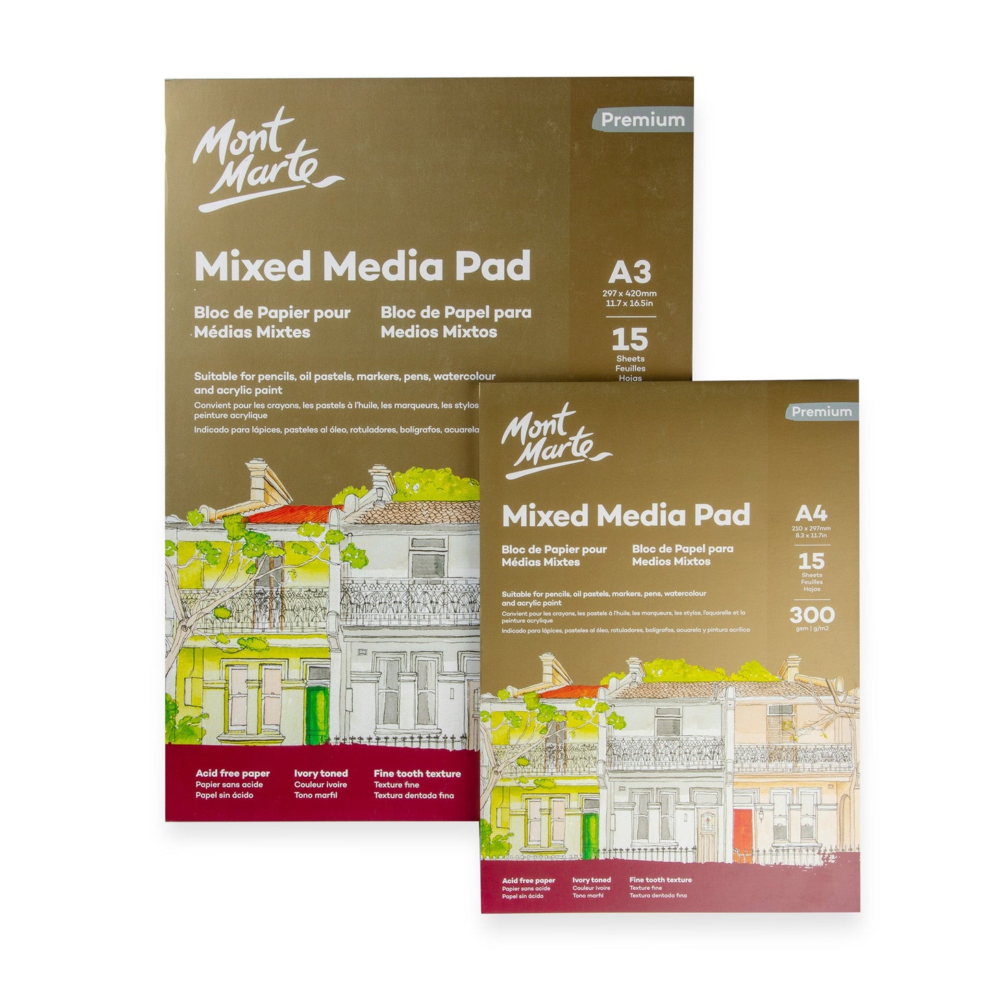 Mont Marte Mixed Media Pad 300gsm A3 15 Sheets