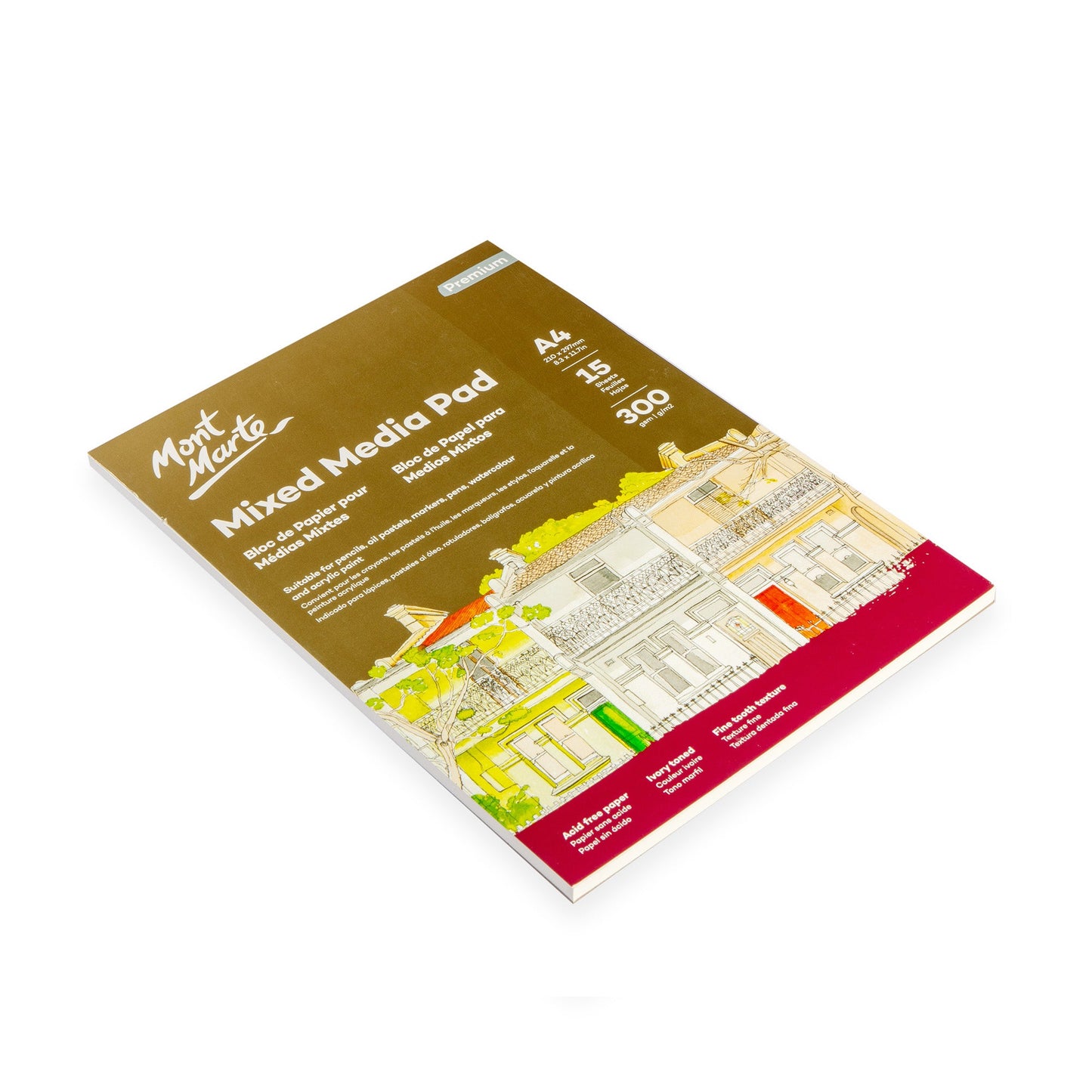 Mont Marte Mixed Media Pad 300gsm A4 15 Sheets