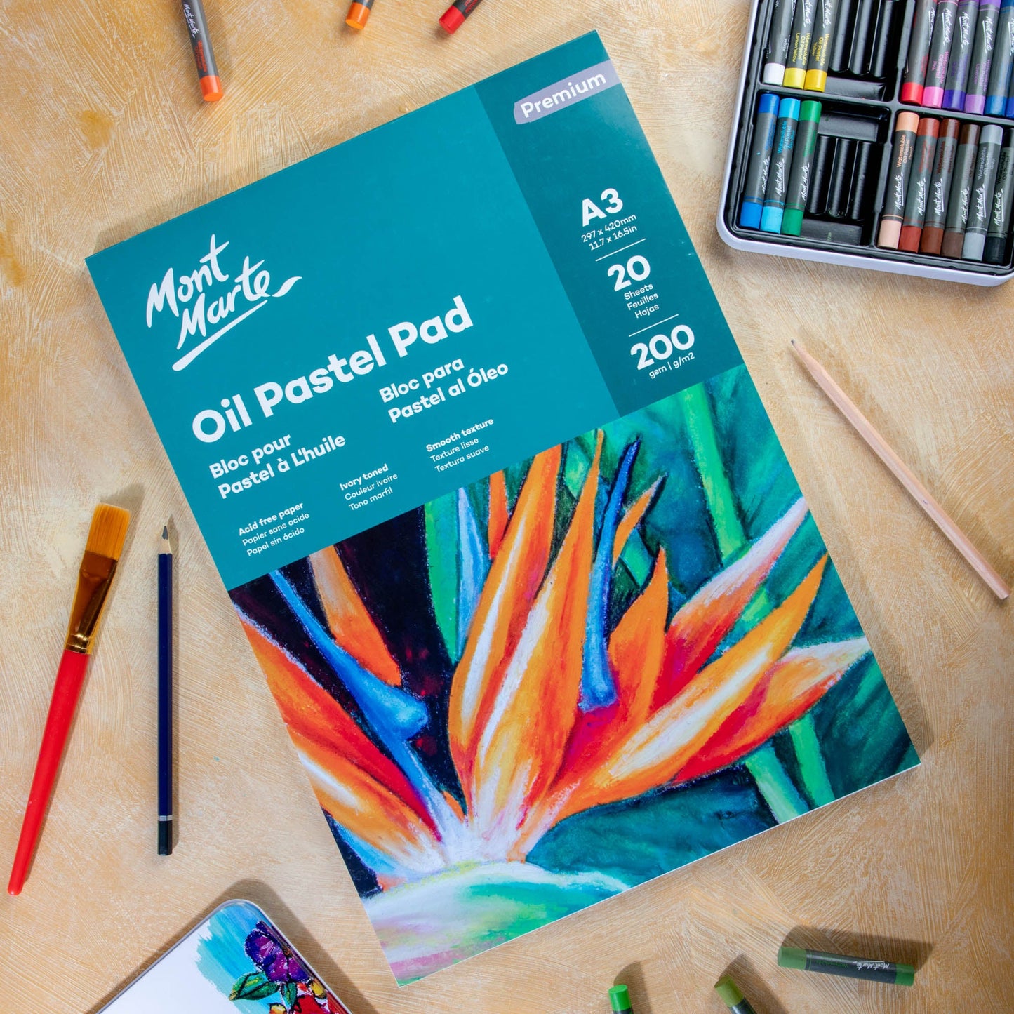 Mont Marte Premium Oil Pastel Pad 200gsm A3 20 Sheets