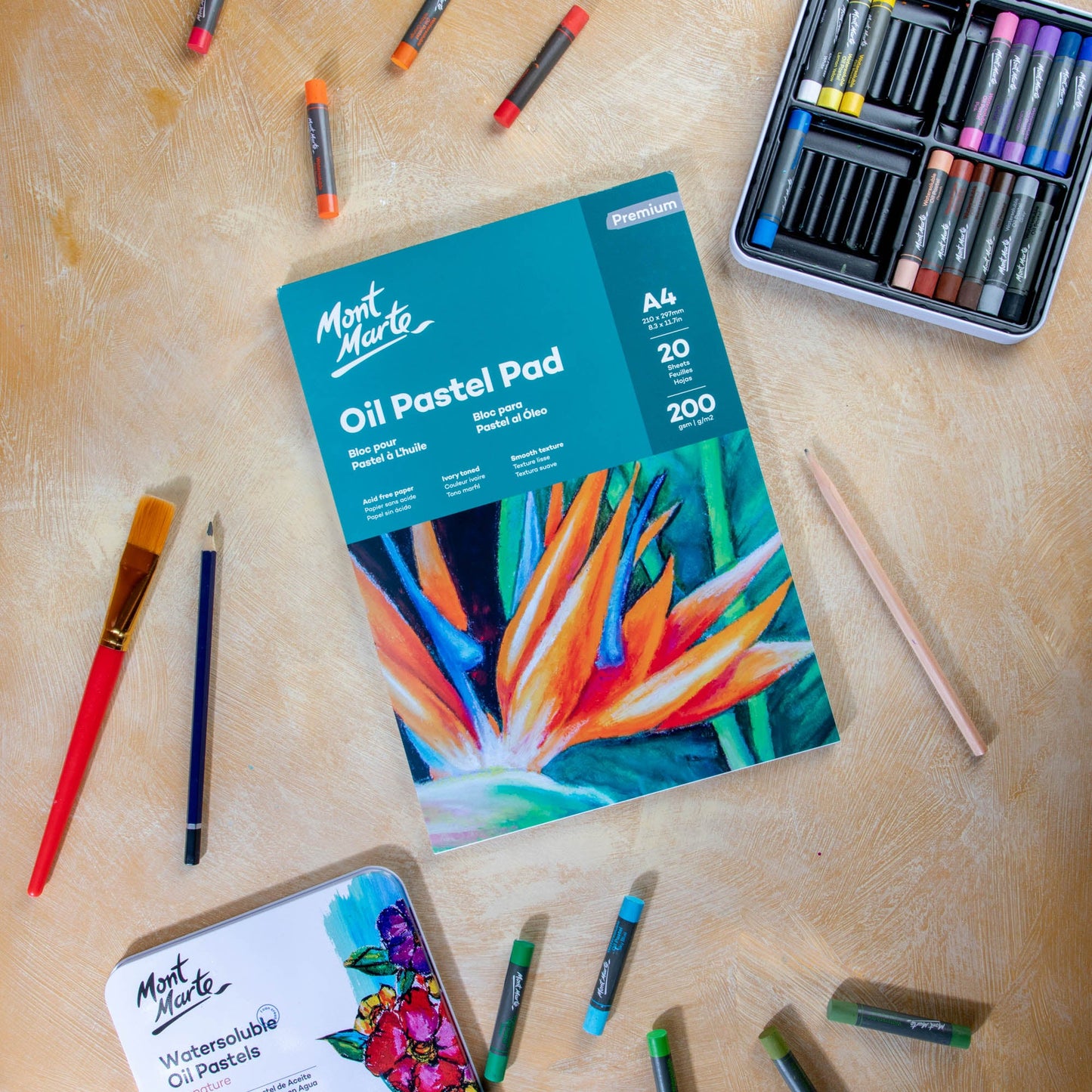 Mont Marte Premium Oil Pastel Pad 200gsm A4 20 Sheets