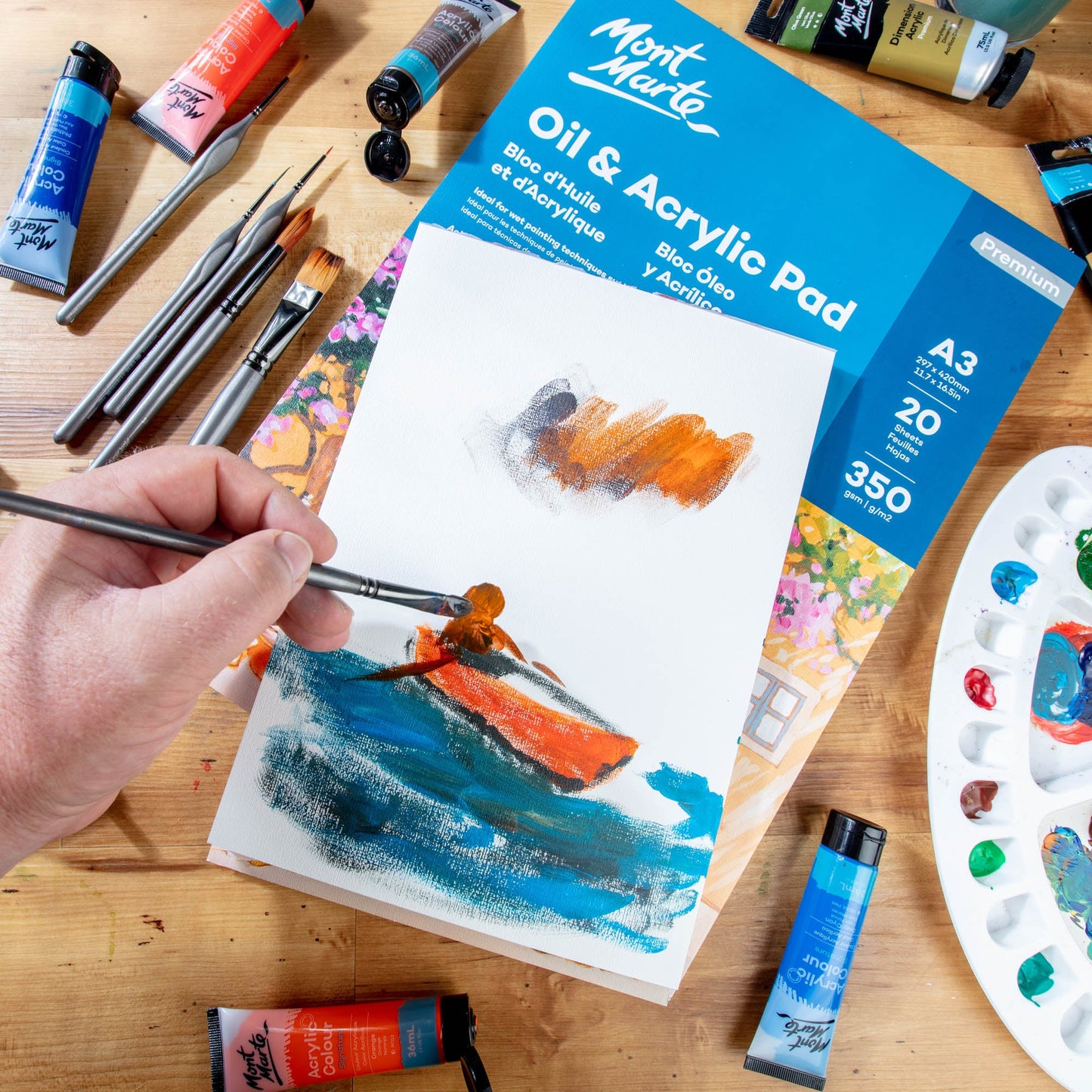 Mont Marte Oil & Acrylic Pad 350gsm A4 20 Sheets