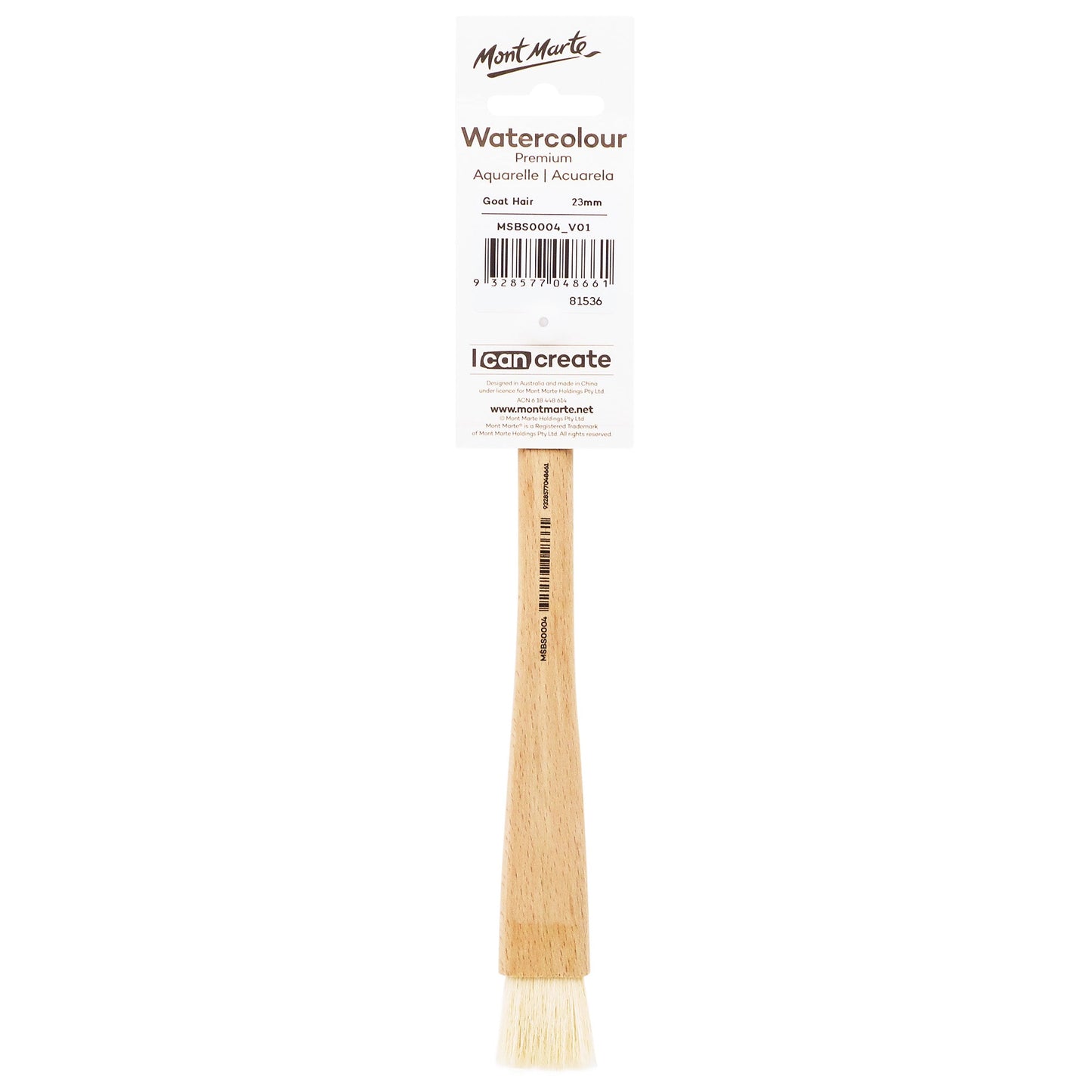 Mont Marte Goat Hair Beech Hake Brush - 23mm