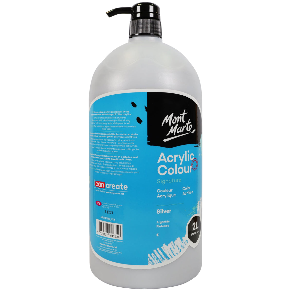 xx Mont Marte Signature Acrylic Paint 2 Litre Bottle - Silver