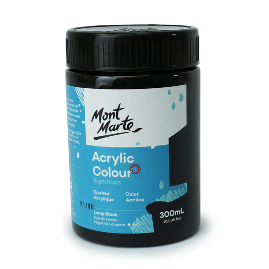 Mont Marte Signature Acrylic Paint 300ml Pot - Lamp Black