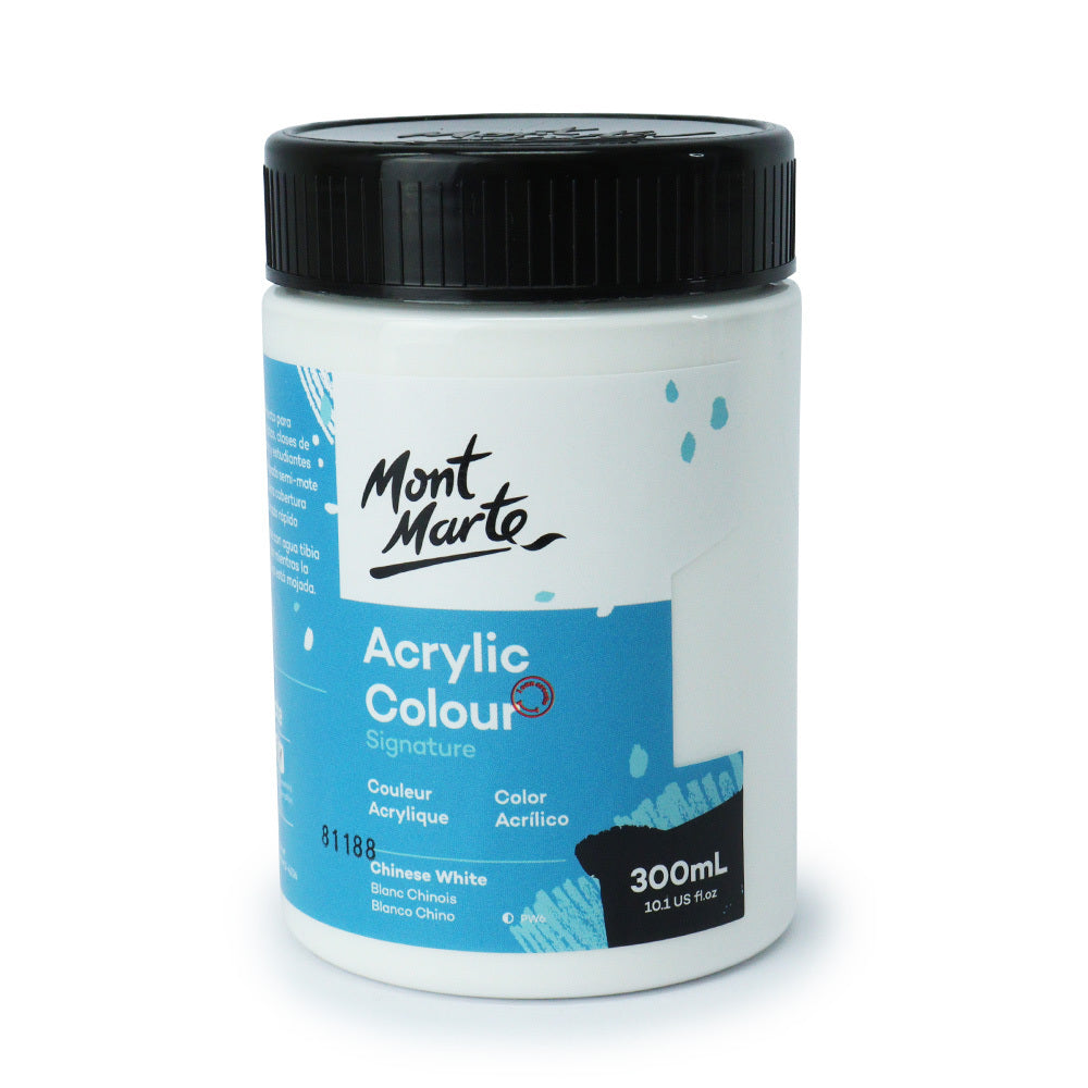Mont Marte Signature Acrylic Paint 300ml Pot - Chinese White