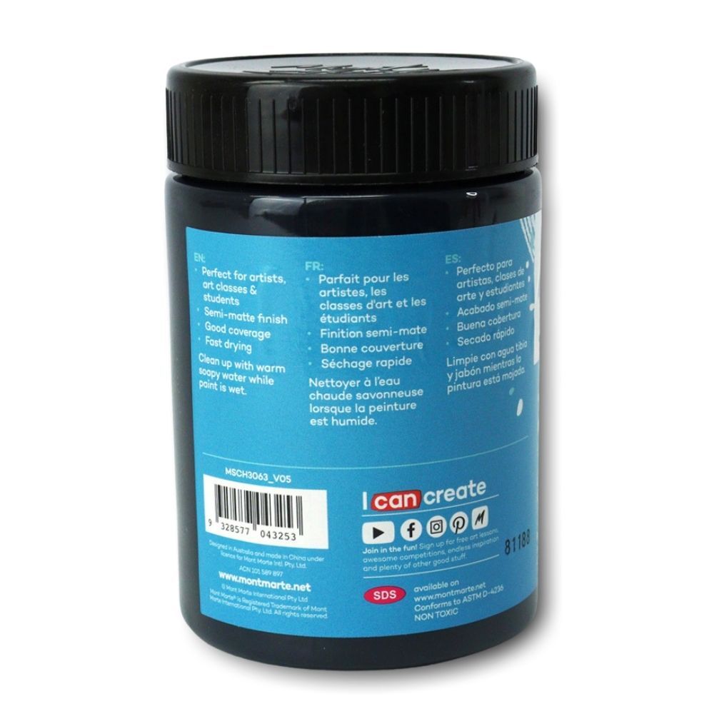 Mont Marte Signature Acrylic Paint 300ml Pot - Paynes Grey