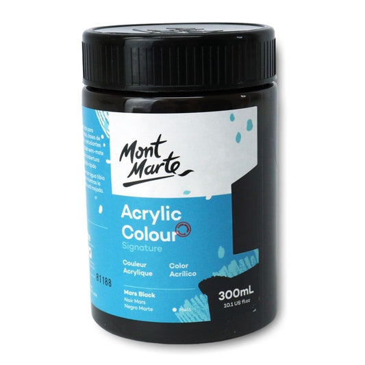 Mont Marte Signature Acrylic Paint 300ml Pot - Mars  Black