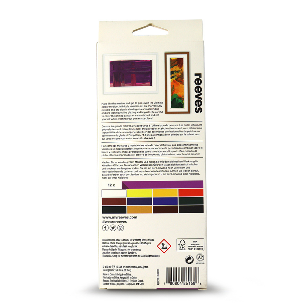 Reeves Paint Set - Oil 12 x 12ml
