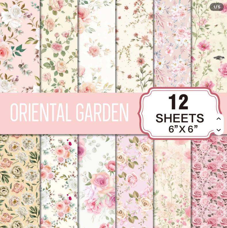 6x6" Oriental Garden Background Paper Pk12