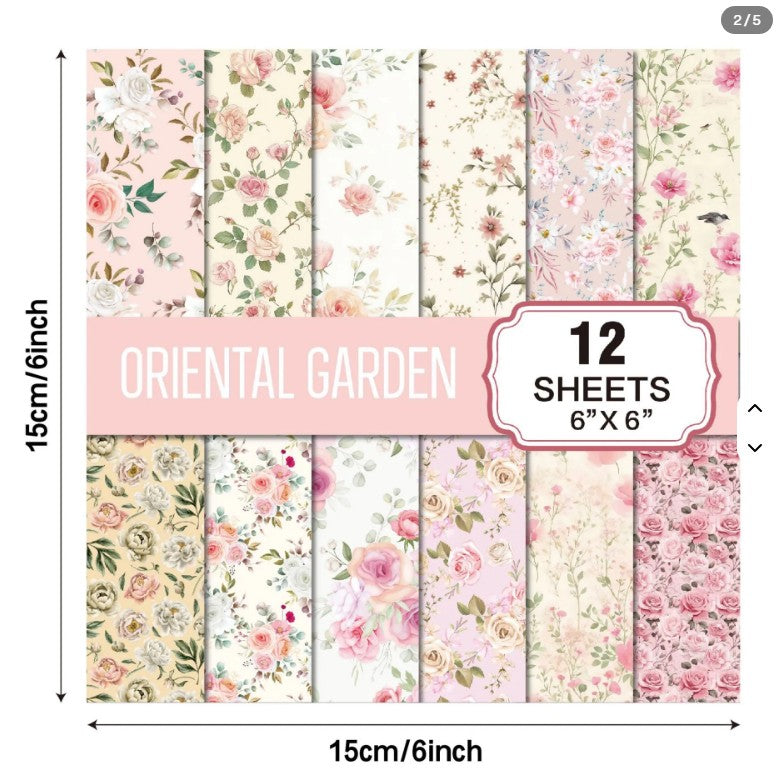 6x6" Oriental Garden Background Paper Pk12
