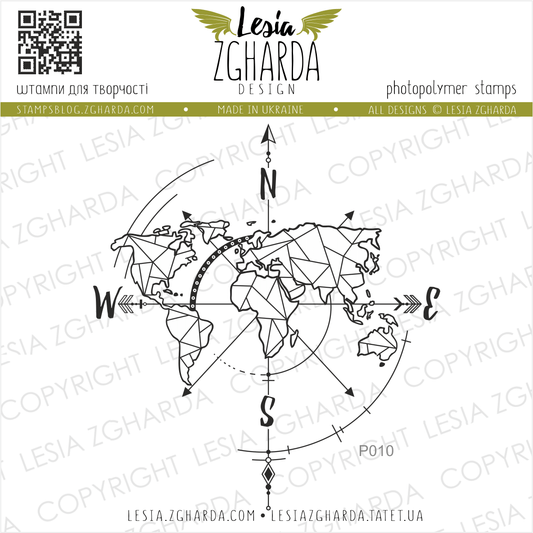 Lesia Zgharda Stamp Set "Wind Rose on Map"