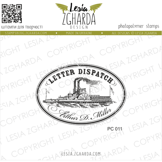 Lesia Zgharda Stamp Set "Vintage Steamboat Postmark"