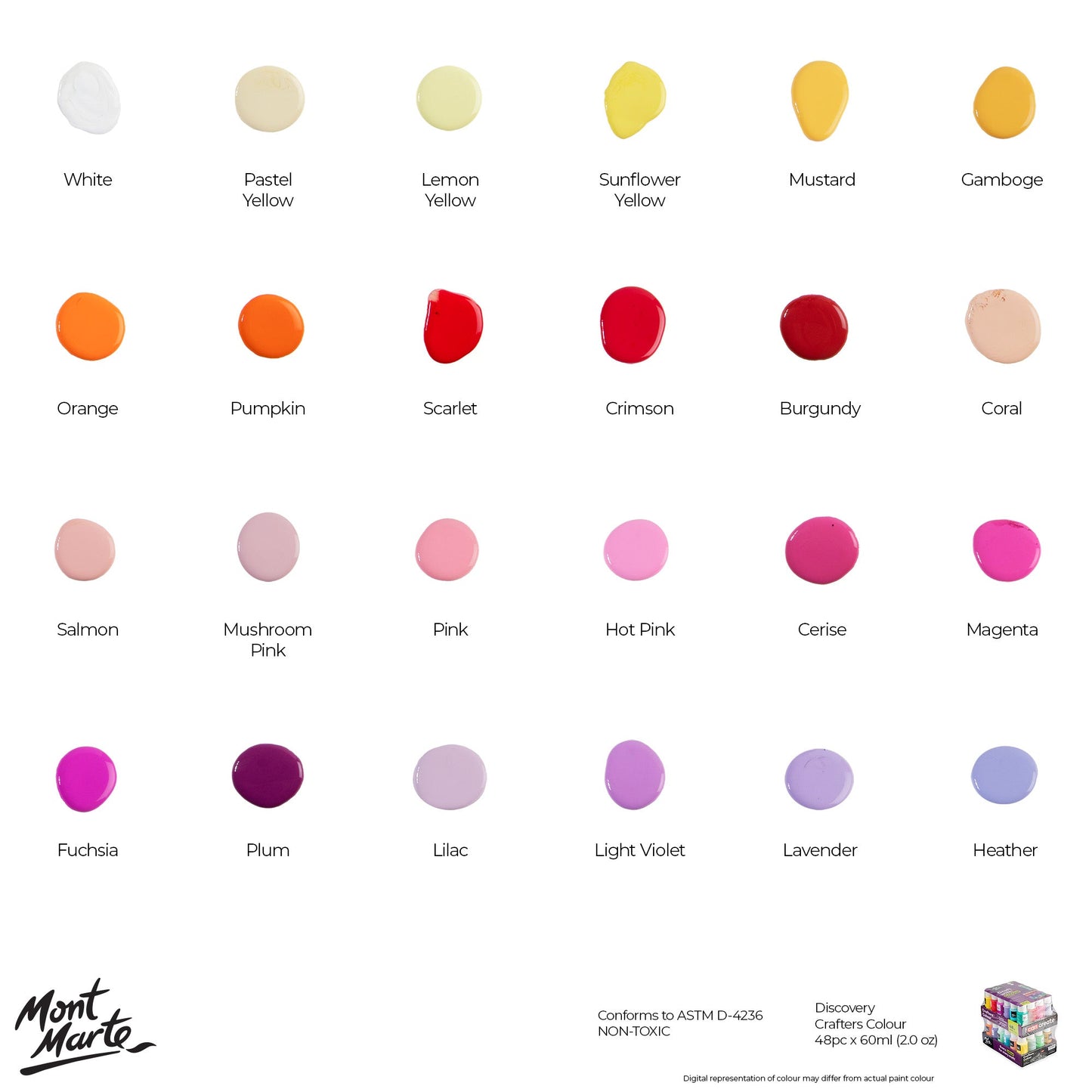 Mont Marte Discovery Crafters Acrylic Paint Set 48pc x 60ml