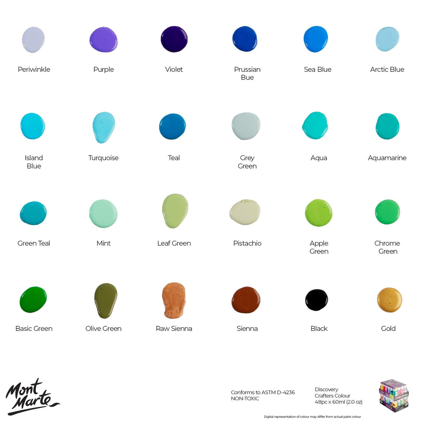 Mont Marte Discovery Crafters Acrylic Paint Set 48pc x 60ml