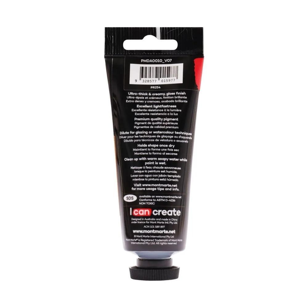 xx Mont Marte Dimension Acrylic Paint 75ml Tube - Brilliant Red