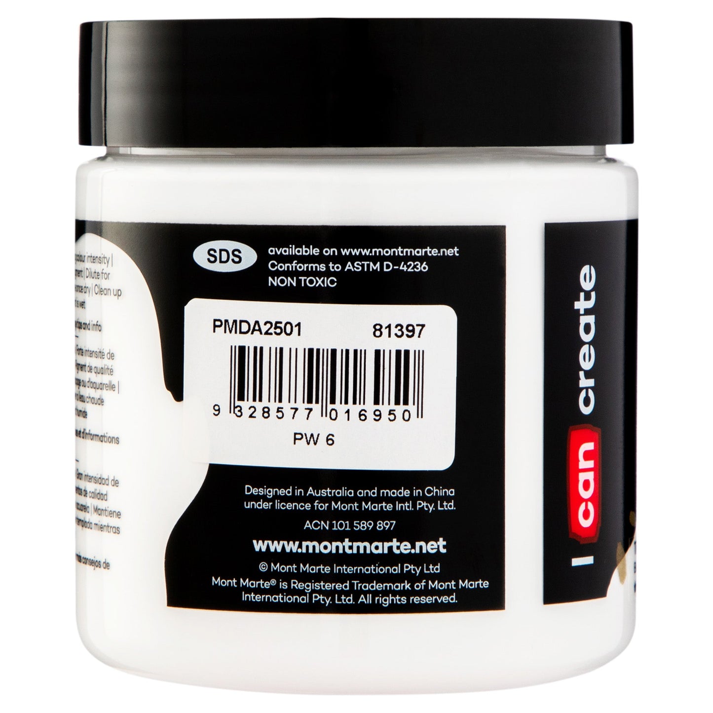 Mont Marte Dimension Acrylic Paint 250mls - Titanium White
