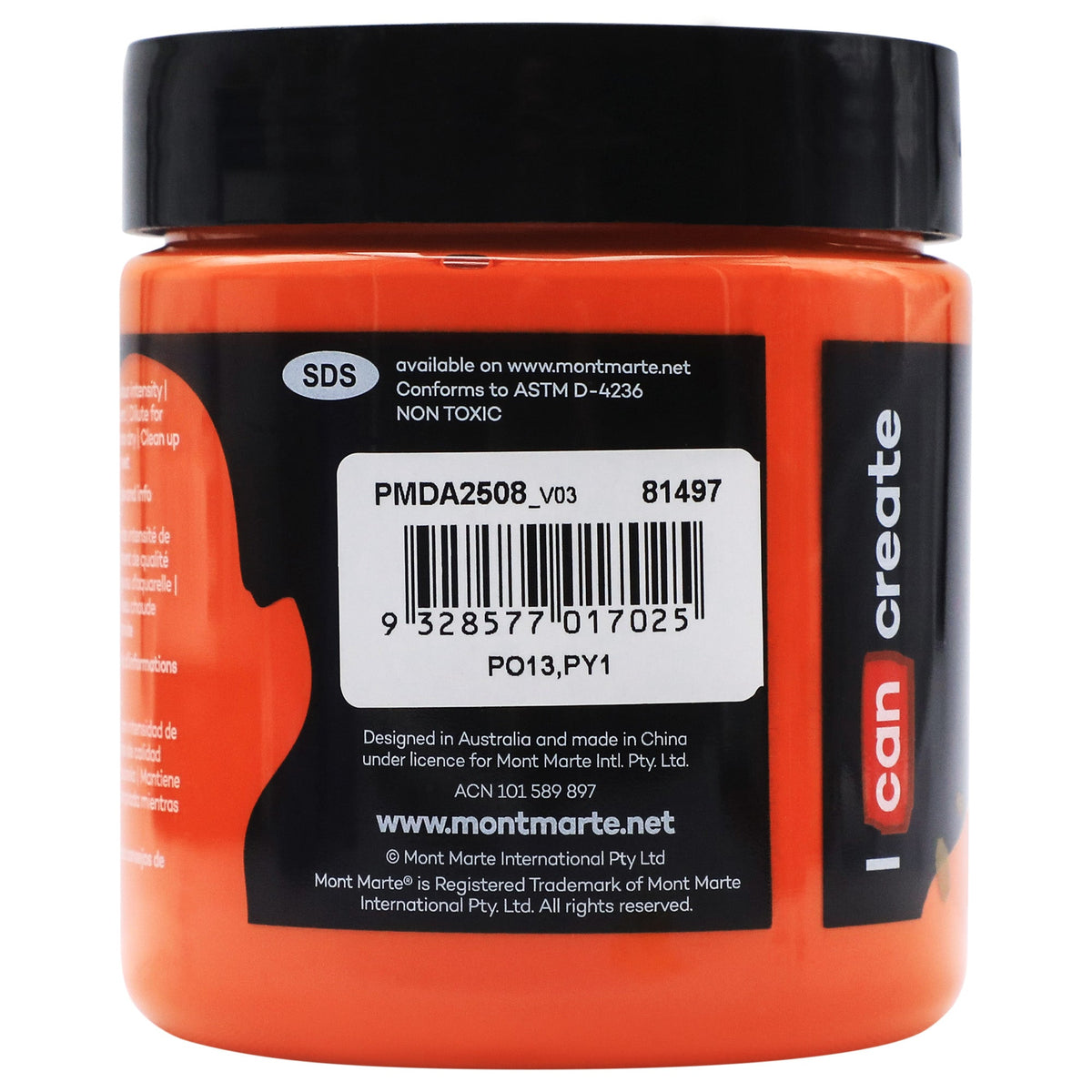 xx Mont Marte Dimension Acrylic Paint 250mls - Orange