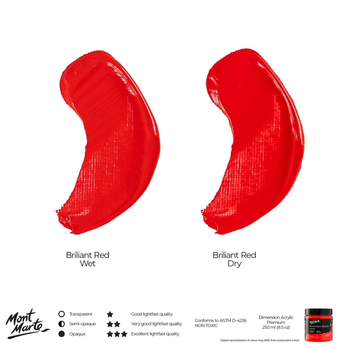 Mont Marte Dimension Acrylic Paint 250mls - Brilliant Red