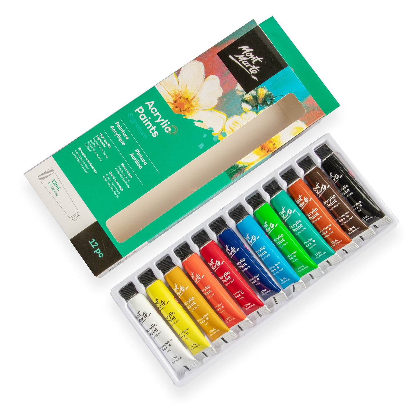 Mont Marte Acrylic Paints 12pc x 12ml