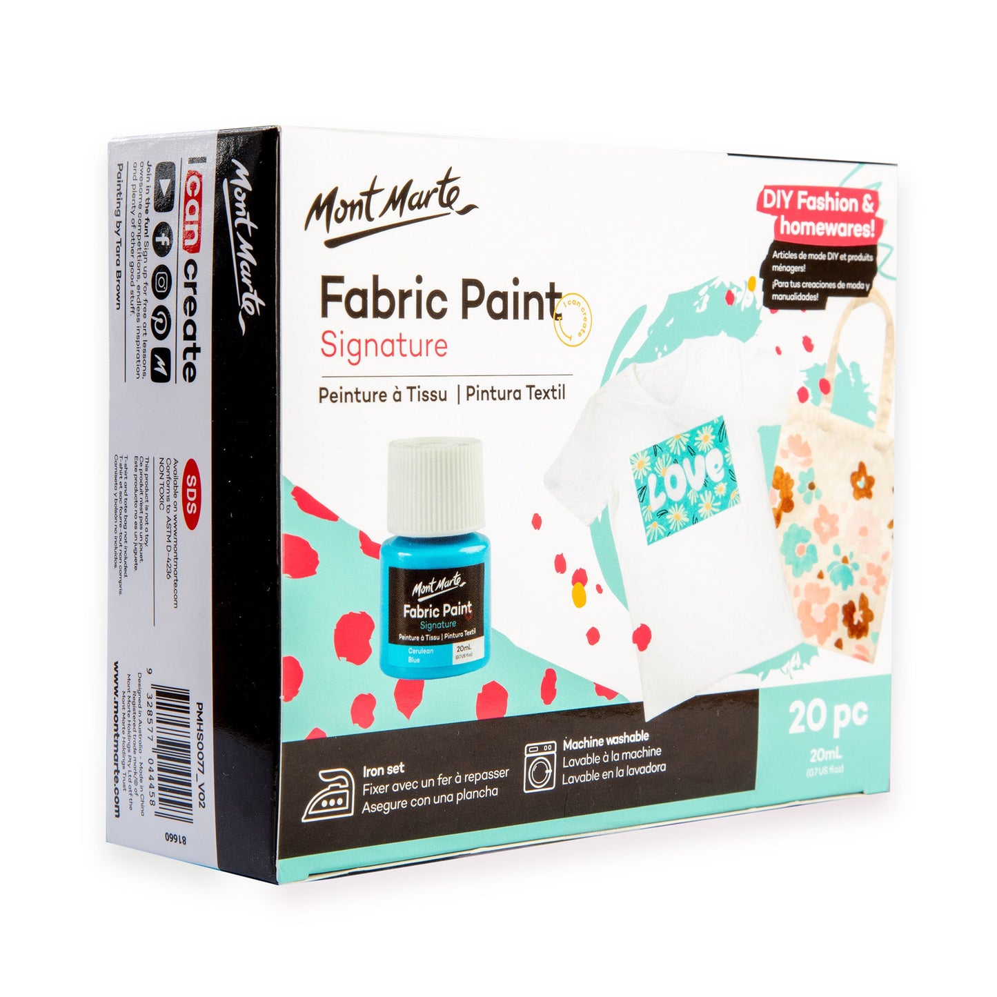 Mont Marte Signature Fabric Paint Set - 20pc x 20ml