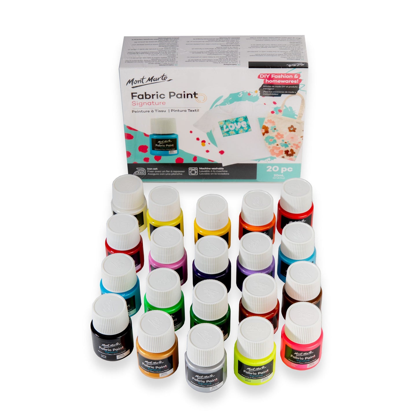 Mont Marte Signature Fabric Paint Set - 20pc x 20ml
