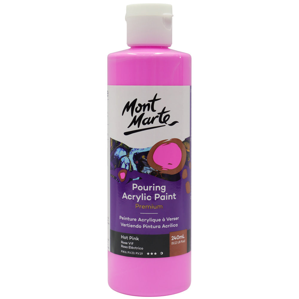 Mont Marte Acrylic Pouring Paint 240ml Bottle - Hot Pink