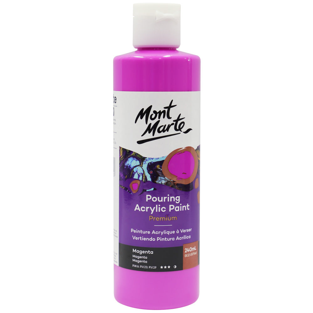 Mont Marte Acrylic Pouring Paint 240ml Bottle - Magenta