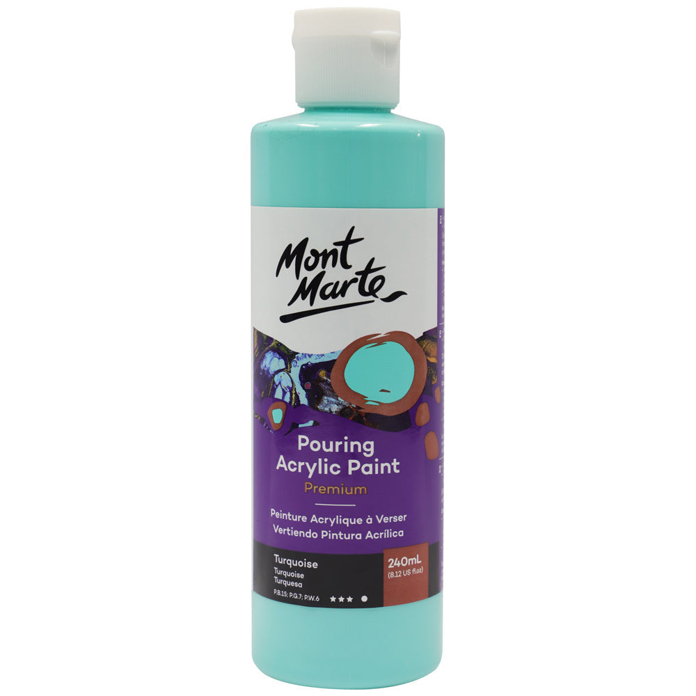 Mont Marte Acrylic Pouring Paint 240ml Bottle - Turquoise