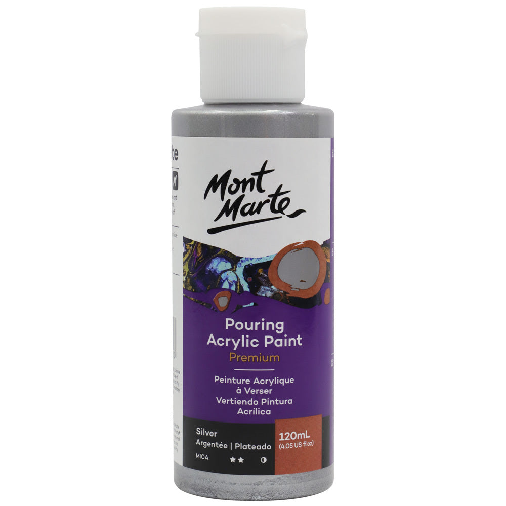 Mont Marte Acrylic Pouring Paint 120ml Bottle - Silver