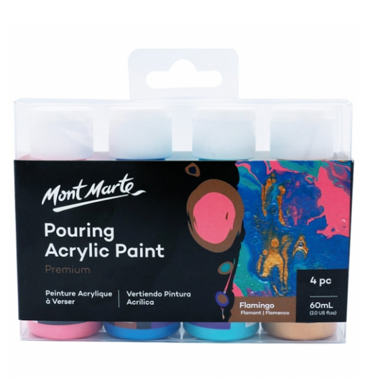 Mont Marte Pouring Acrylic 4pc x 60ml - Flamingo