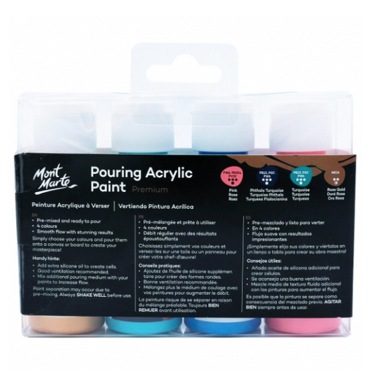 Mont Marte Pouring Acrylic 4pc x 60ml - Flamingo