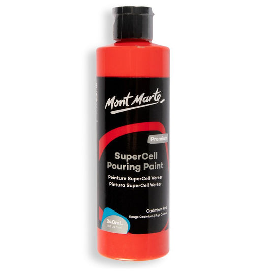 Mont Marte SuperCell Pouring Paint 240ml Bottle - Cadmium Red