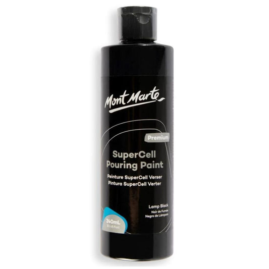 Mont Marte SuperCell Pouring Paint 240ml Bottle - Lamp  Black
