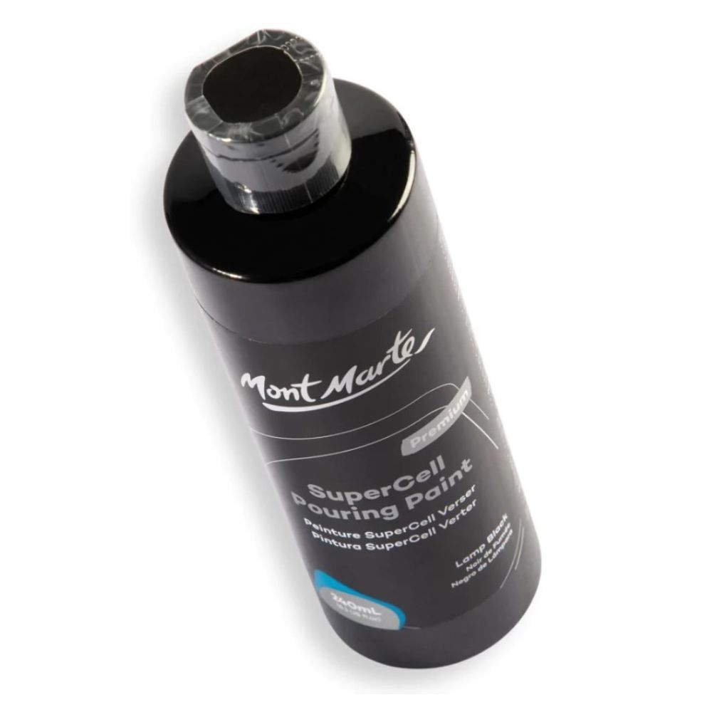 Mont Marte SuperCell Pouring Paint 240ml Bottle - Lamp  Black