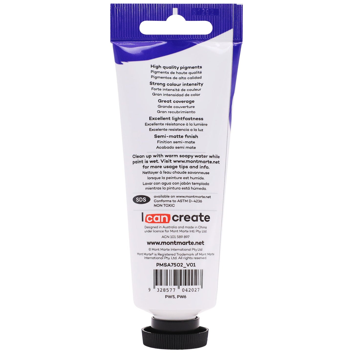 Mont Marte Satin Acrylic Paint 75ml Tube - Chinese White