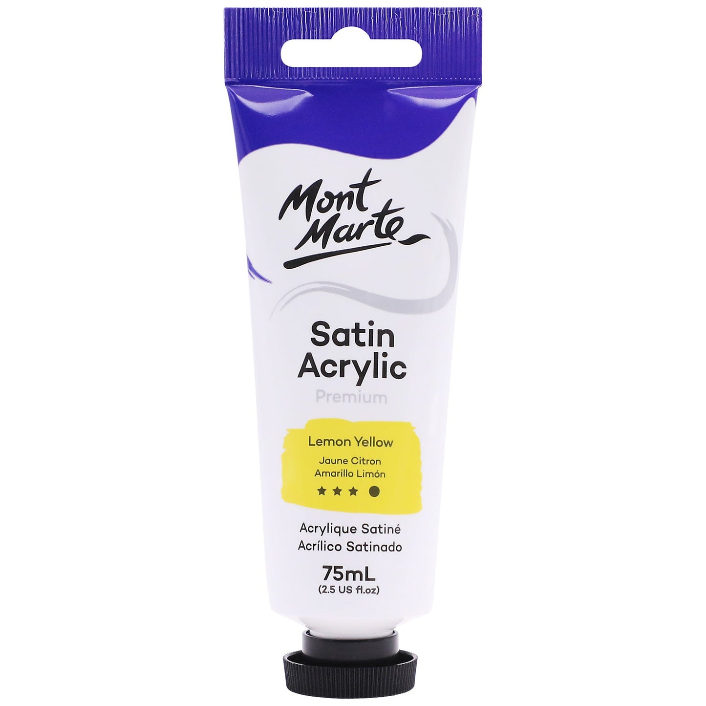 Mont Marte Satin Acrylic Paint 75ml Tube - Lemon Yellow