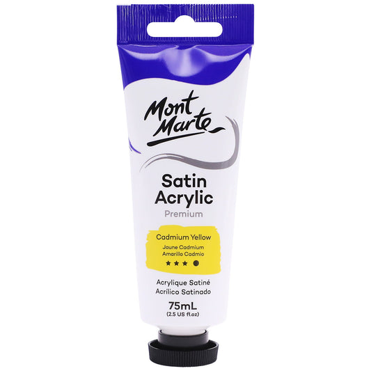 Mont Marte Satin Acrylic Paint 75ml Tube - Cadmium Yellow