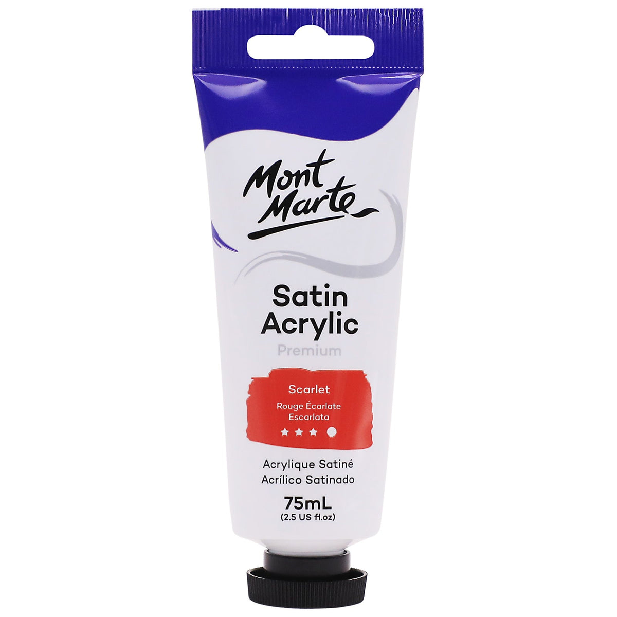 Mont Marte Satin Acrylic Paint 75ml Tube - Scarlet Red