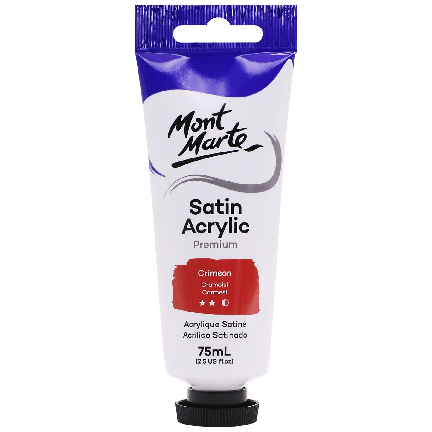 Mont Marte Satin Acrylic Paint 75ml Tube - Crimson