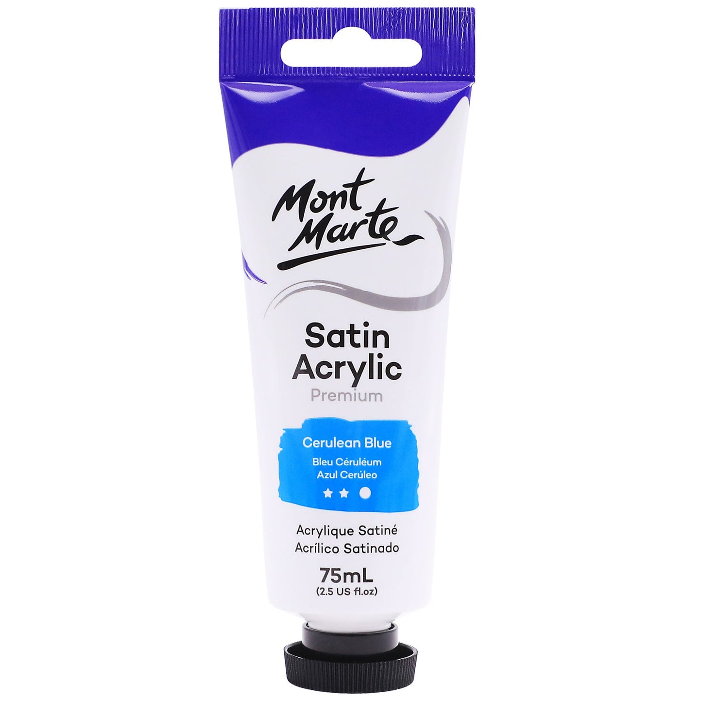Mont Marte Satin Acrylic Paint 75ml Tube - Cerulean Blue