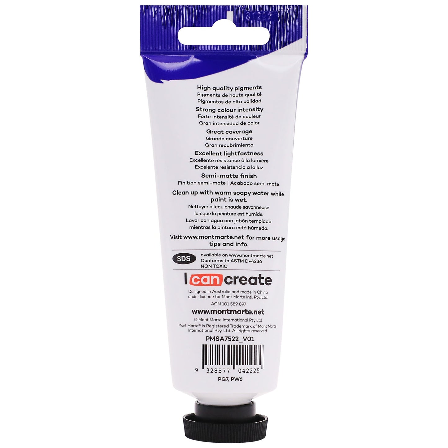 Mont Marte Satin Acrylic Paint 75ml Tube - Viridian