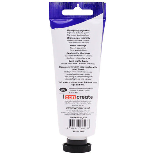 Mont Marte Satin Acrylic Paint 75ml Tube - Burnt Sienna