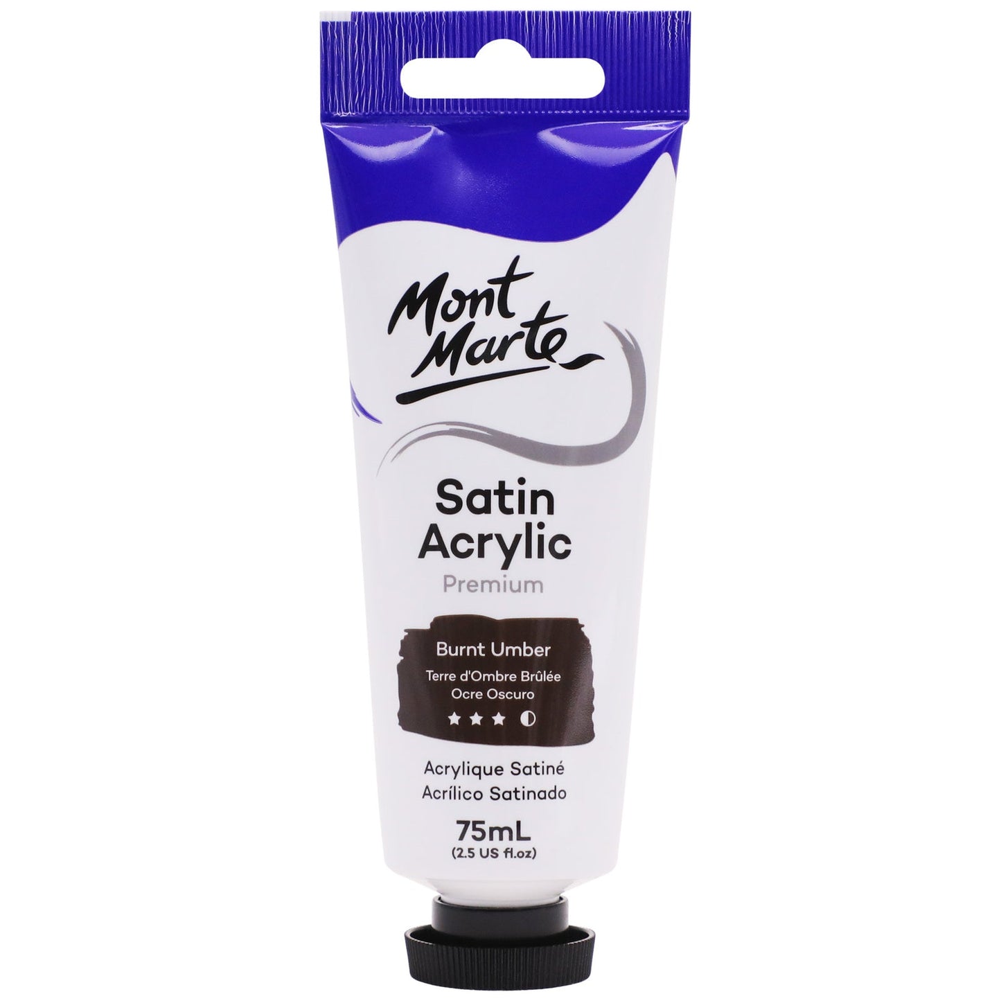 Mont Marte Satin Acrylic Paint 75ml Tube - Burnt Umber