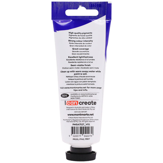 Mont Marte Satin Acrylic Paint 75ml Tube - Burnt Umber