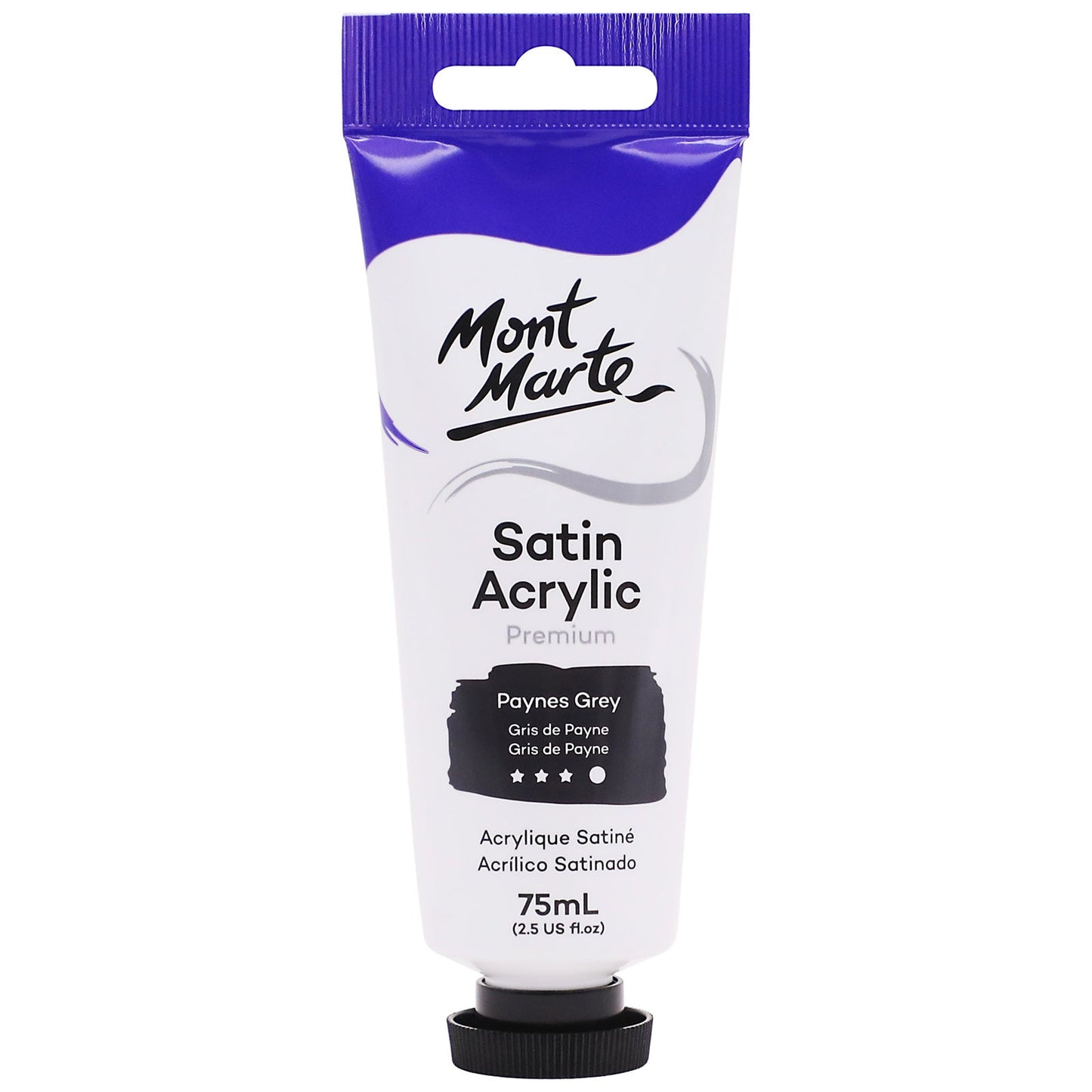 Mont Marte Satin Acrylic Paint 75ml Tube - Paynes Grey
